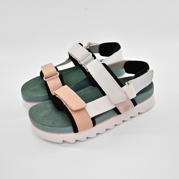 TIMBERLAND Womens Santa Monica Sporty Sunrise Sandals Sz 6.5 Colorblock Platform - Picture 1 of 10